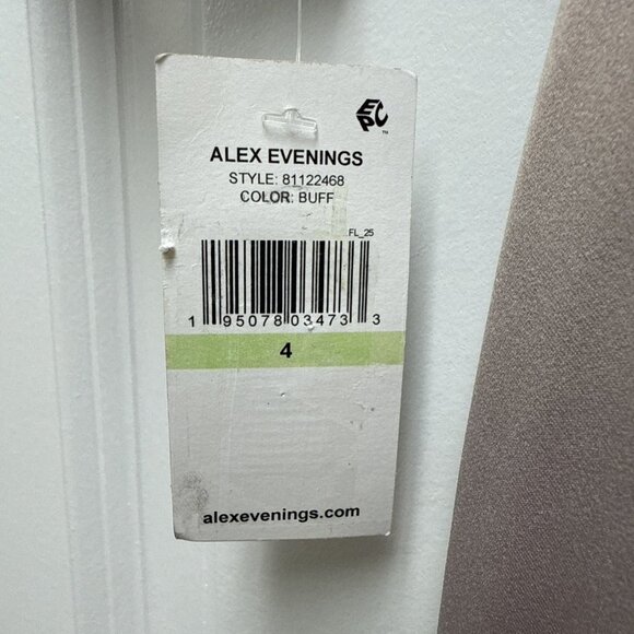 New ALEX EVENINGS Size 4 Beige Sequined-Bodice High-Low Gown Cocktail Dress Midi - Picture 12 of 15